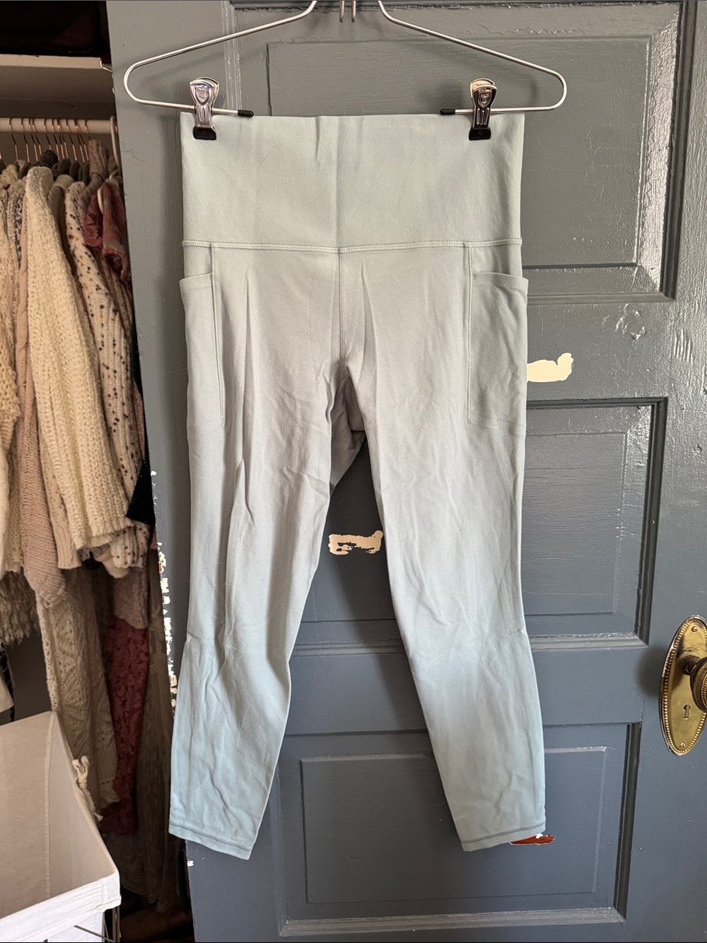 Athleta Light Blue Girls' High-Waist Leggings with Side Pockets